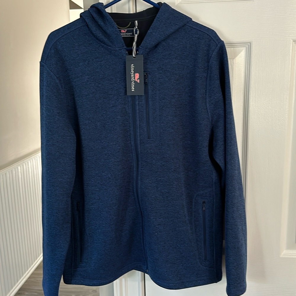 NWT vineyard vines men’s jacket zip front size large a Blue- fleece lined